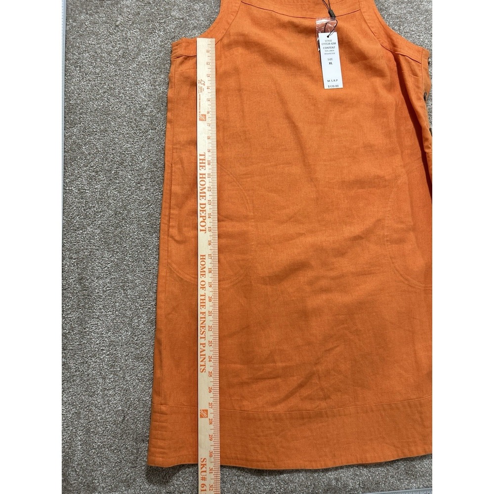 NEW For Cynthia Women's XL Sleeveless Dress w/ Pockets Orange Linen Blend Dress - Picture 3 of 13